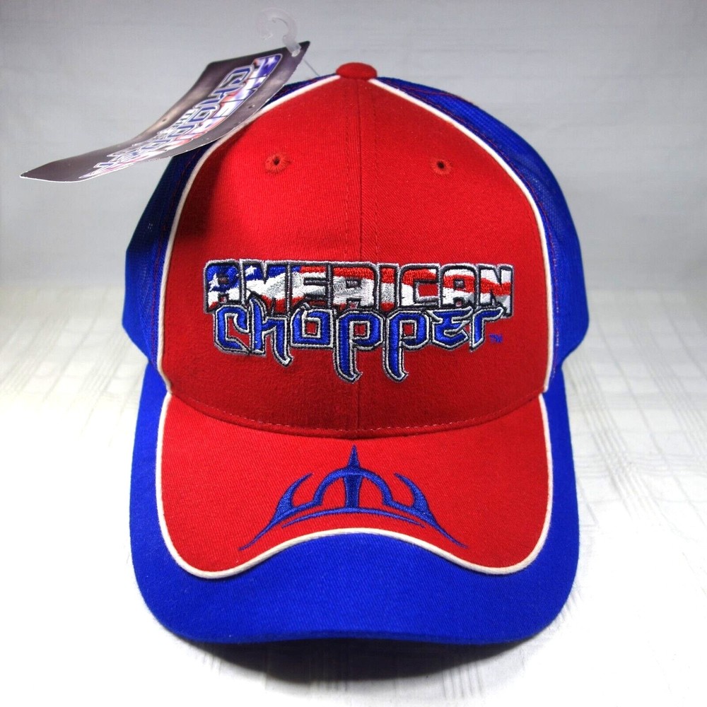 American Chopper Red White & Blue Snapback Mesh Trucker Hat Cap 2003